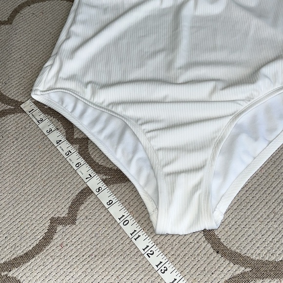 Stoney Clover Lane XTarget white ribbed one piece cheeky high leg swimsuit - Picture 16 of 17
